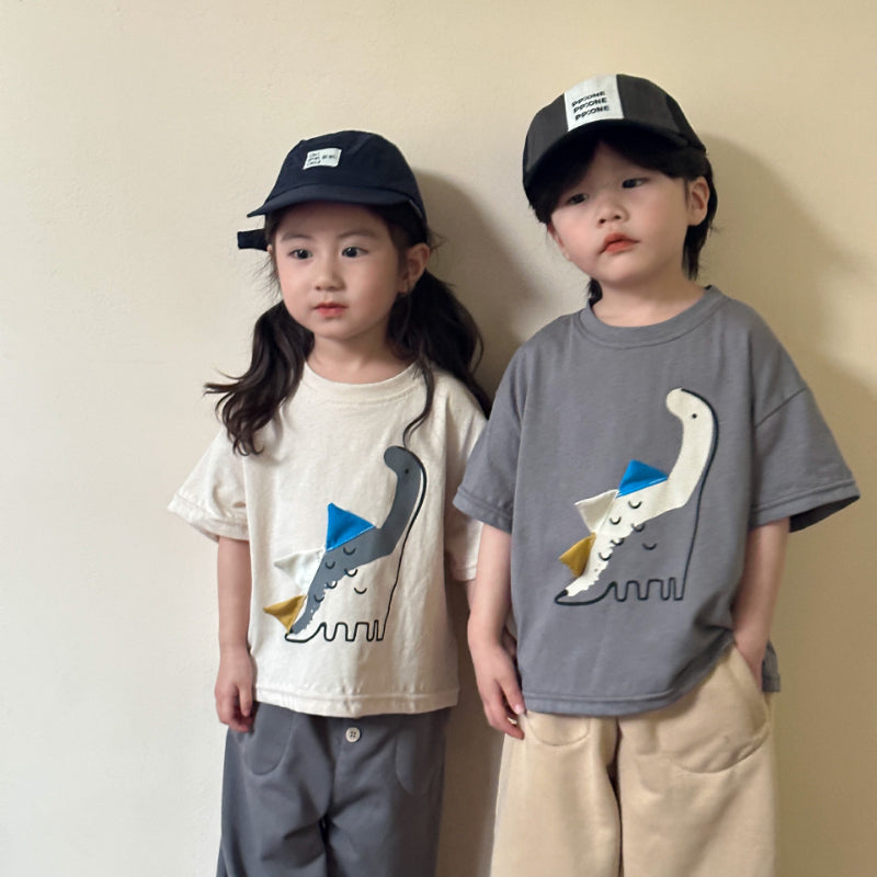 【BABY&KID】夏新作 カラーバリ恐竜半袖トップスSK063031