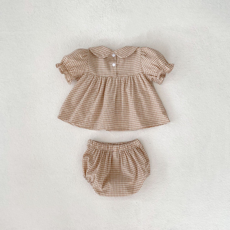 【BABY】夏新作 フラワー、チェックセットアップSK071920