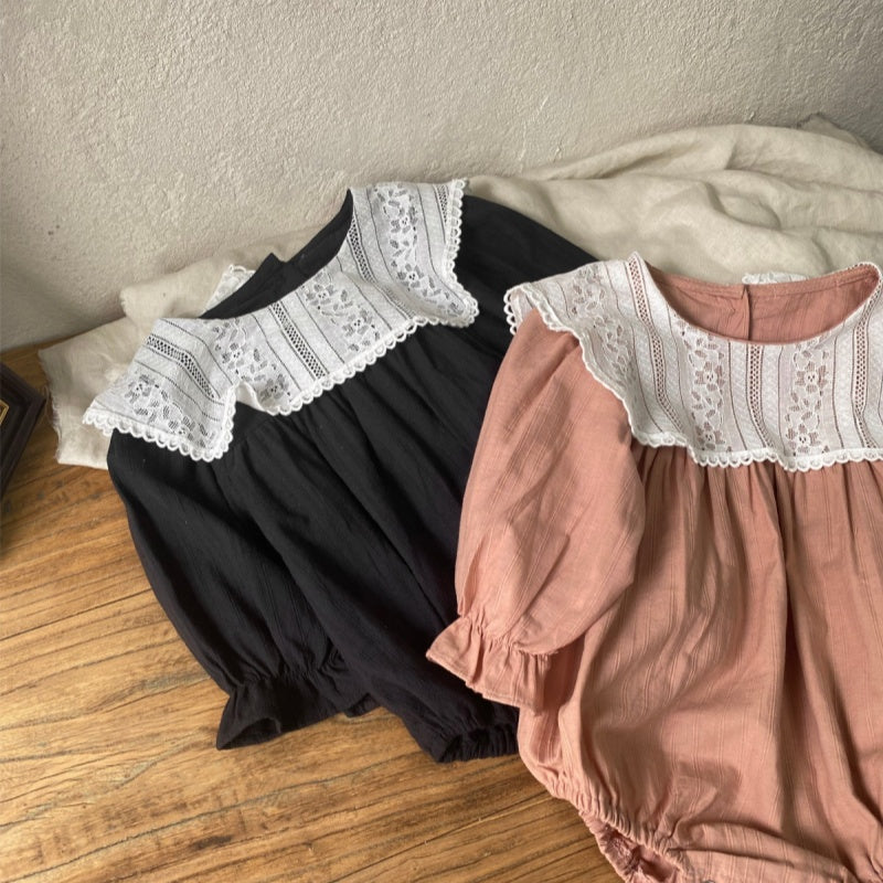 【BABY】レースフリル付ビッグカラー ロンパースSK101509
