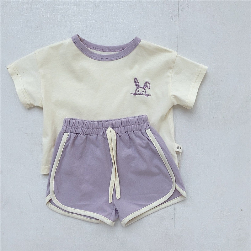 【BABY】夏新作 カートゥーン刺繍セットアップSK082704
