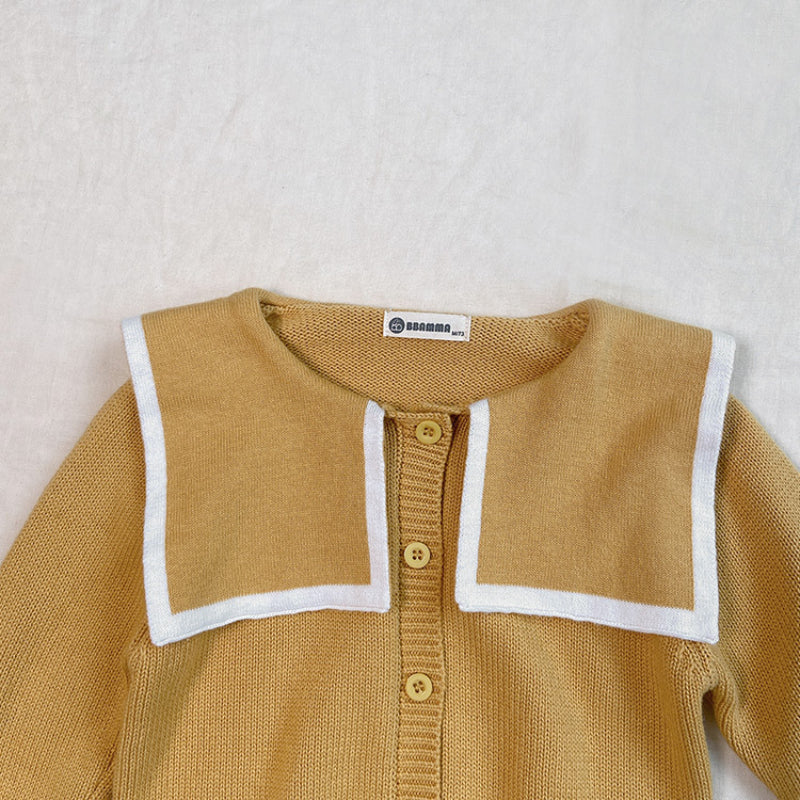 【BABY】くま刺繍ビッグカラーニットカーディガンSK101536