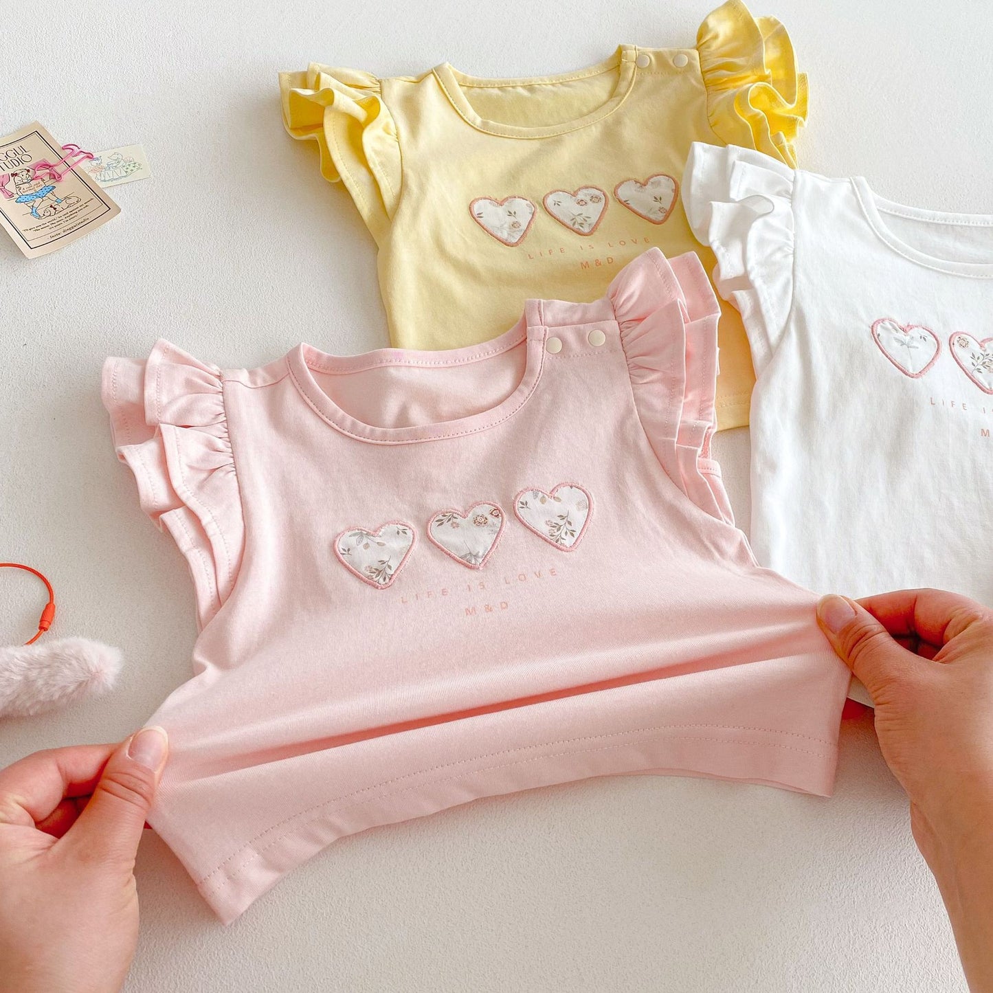 【BABY&KID】夏新作 フライングスリーブ花柄TシャツSKO71211