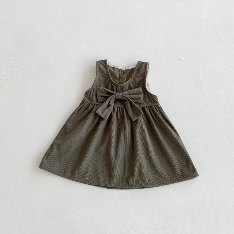 【BABY&KID】コーデュロイ蝶結びワンピース/ベージュトップスSK011027