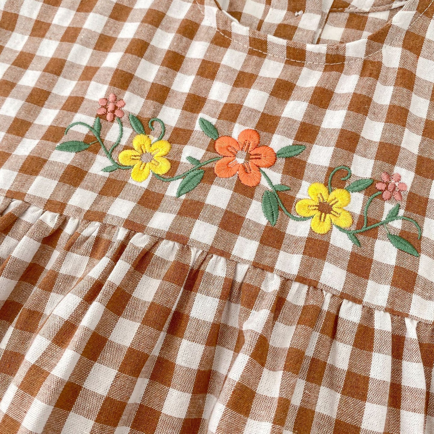 【BABY】夏新作 チェック刺繍フラワーセットSK071604