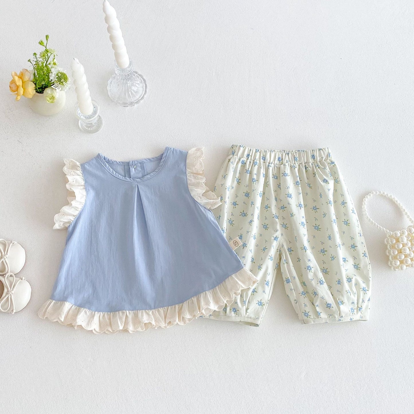 【BABY&KID】夏新作 可愛いフラワーシャツ、パンツSKO71213