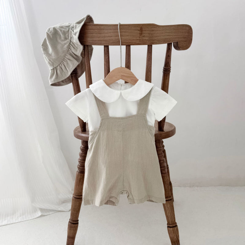 【BABY】夏新作 ナチュラル無地サロペット&帽子、TシャツSK072224