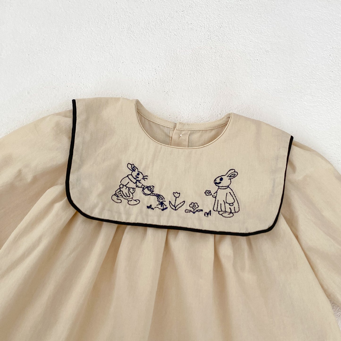 【BABY&KID】ウサギ刺繡襟トップス&ブルマSK031802