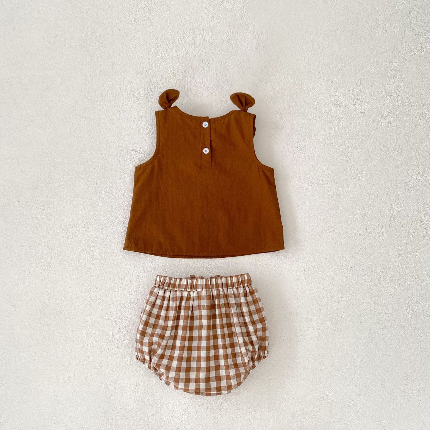【BABY】夏新作 リボン刺繍ベスト&ショートパンツセットアップSK071608