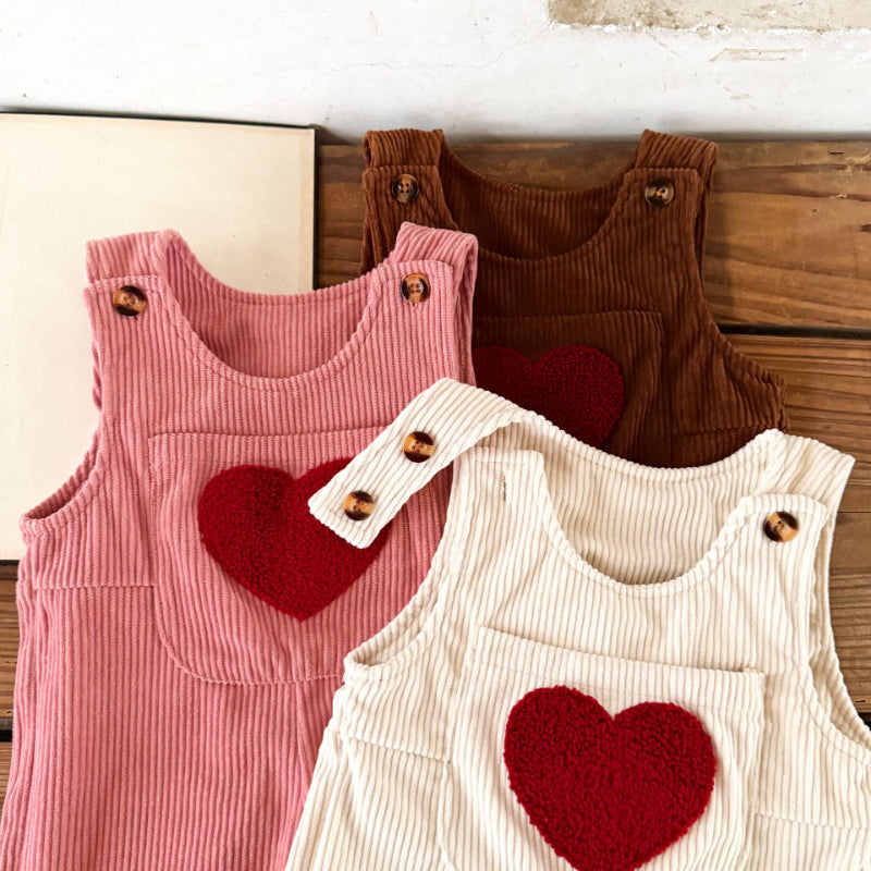 【BABY】コーデュロイハート刺繍サロペットSK100819