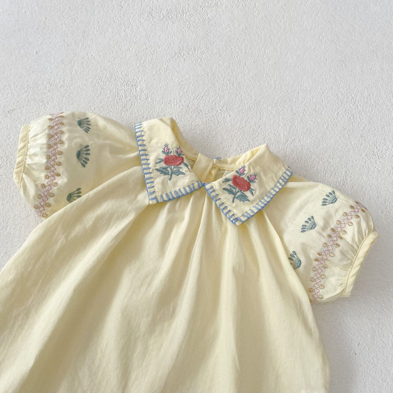 【BABY】夏新作 花柄刺繍襟付きセットアップSK010231