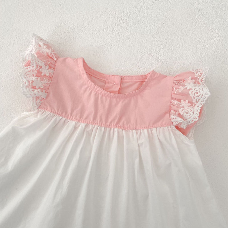 【BABY&KID】夏新作 バイカラーフリル袖トップス&ショートパンツSK081525