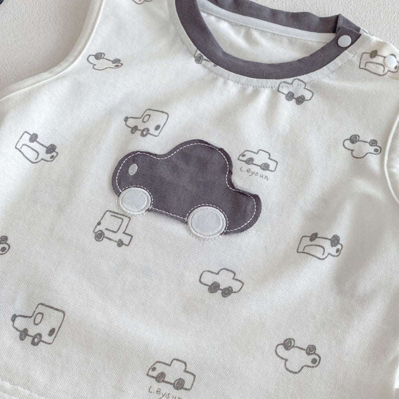 【BABY&KID】夏新作 車ロゴノースリーブ、チェックパンツSK080612