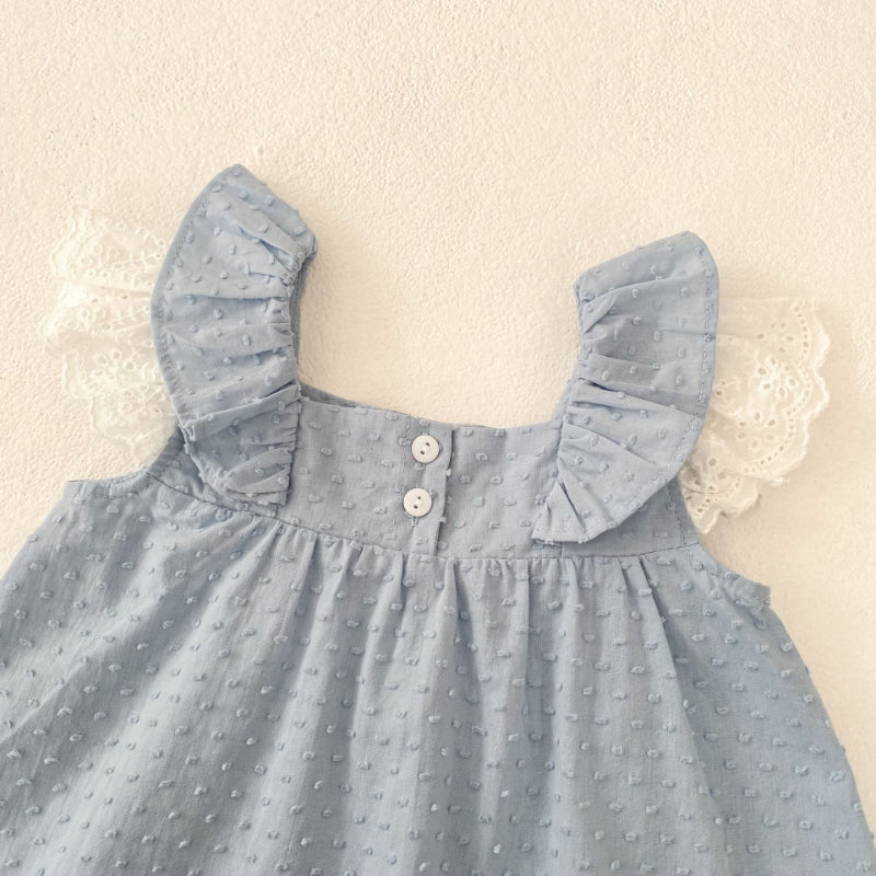 【BABY&KID】夏新作 レースフリル袖セットアップSK071923