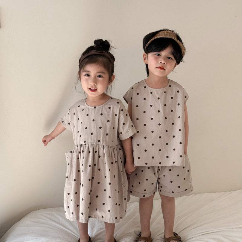 【BABY&KID】夏新作 ノースリーブドットセットアップ、ワンピースSK072109
