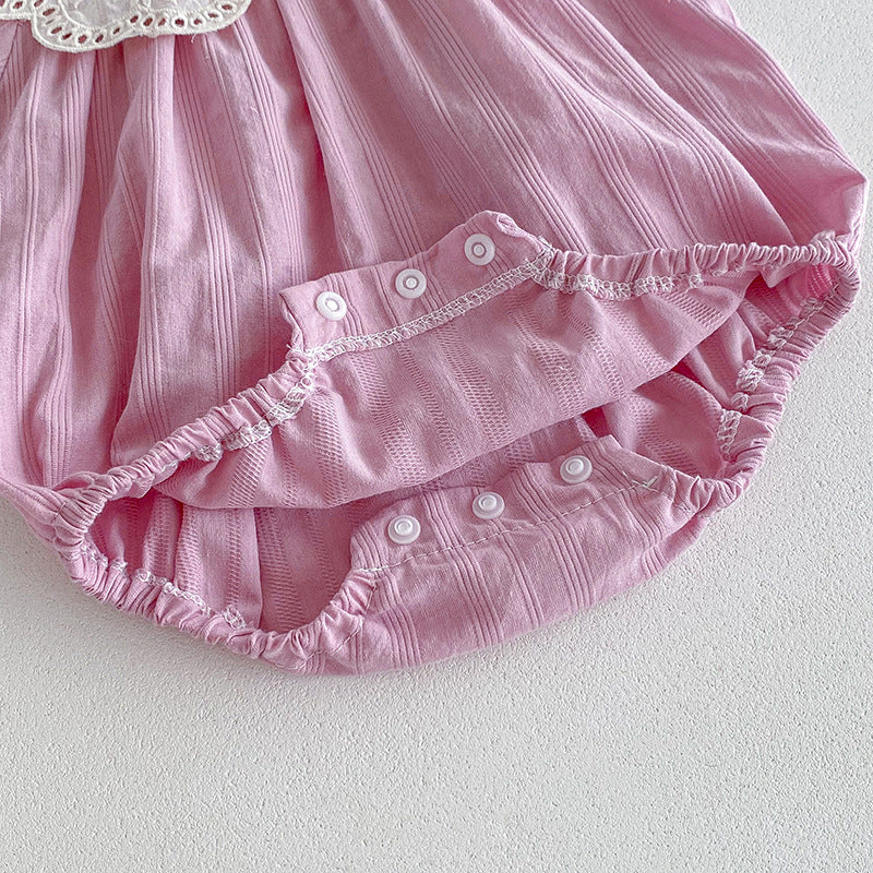 【姉妹服】夏新作 レース刺繍襟ロンパース、ワンピースSK081627