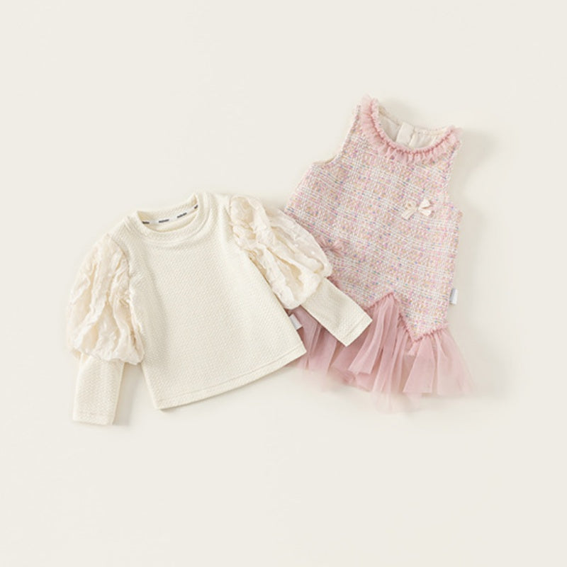 【BABY&KID】シャネル風ジャンパースカート&パフスリーブブラウスSK101841