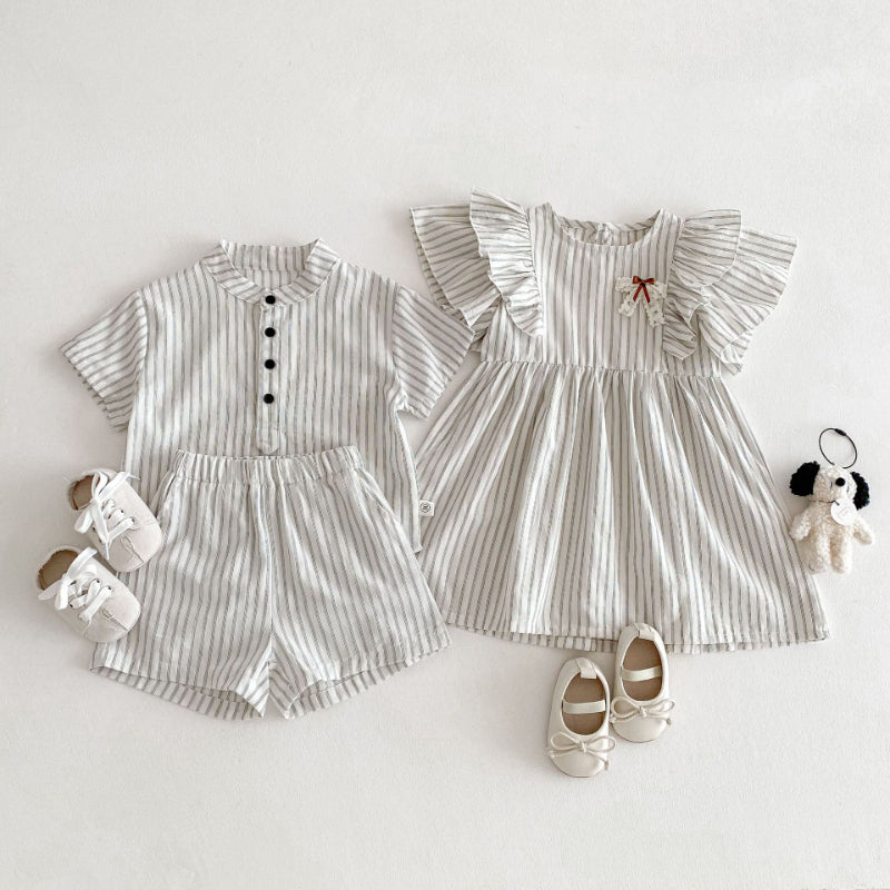 【BABY&KID】夏新作 リンクコーデストライプワンピースorセットアップSK062601