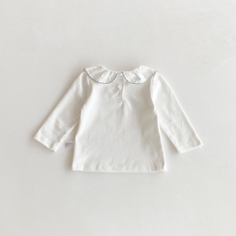 【BABY】リボンクルーネックロンパース、花刺繍カラーTシャツSK100741