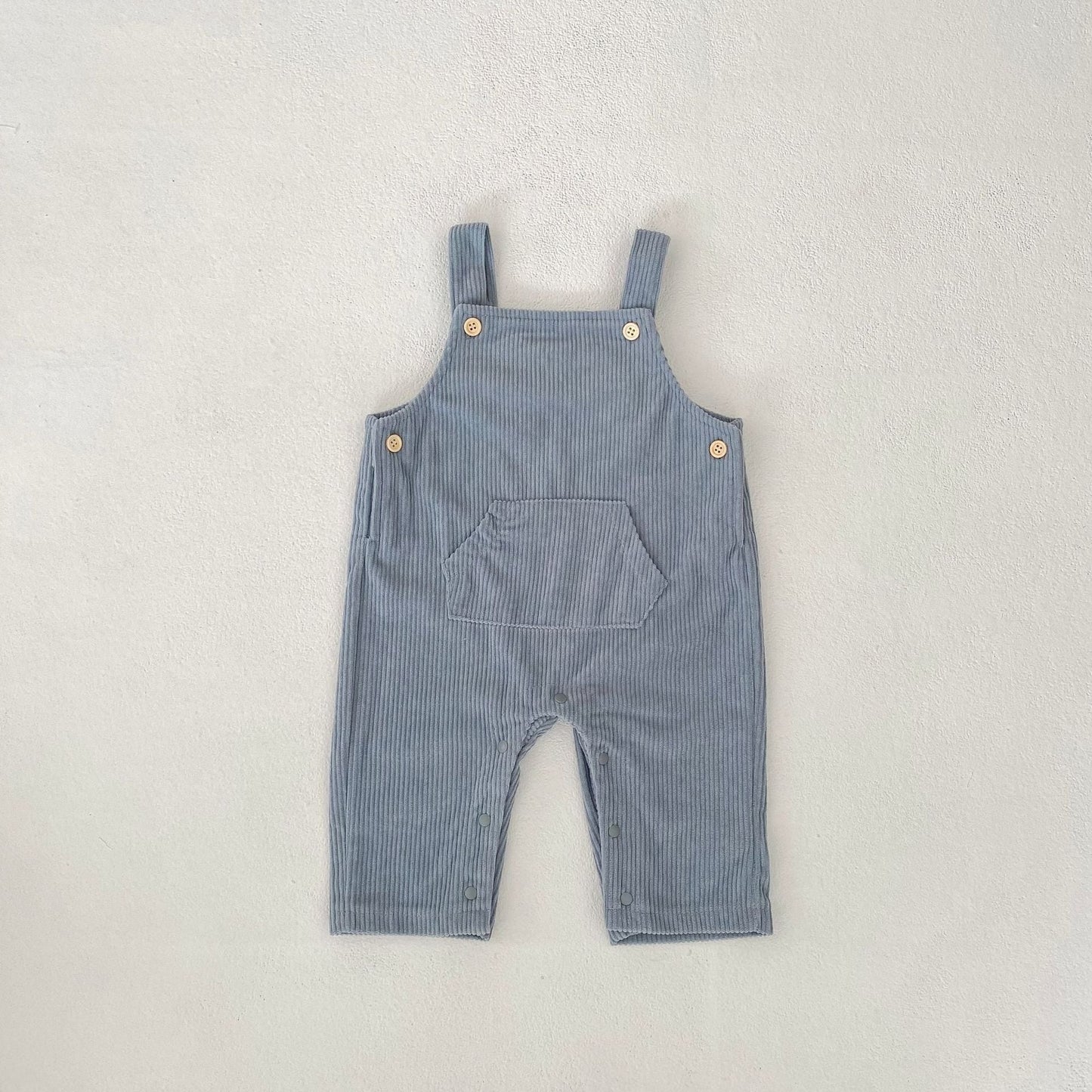 【BABY】ブルーリブサロペット、無地シンプル系TシャツSK062402