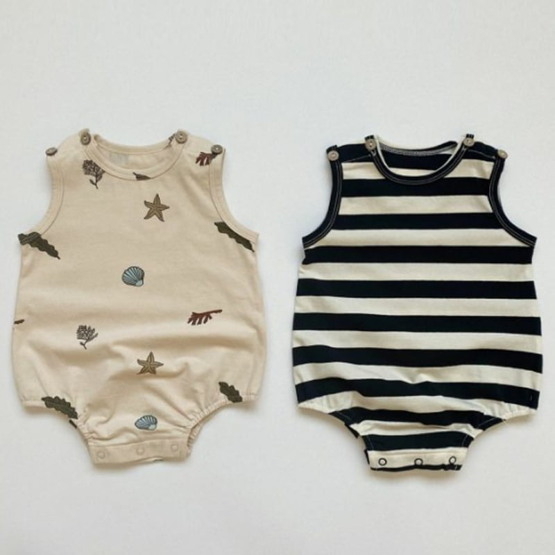 【BABY】夏新作 ナチュラルスターORボーダーロンパースSK091326