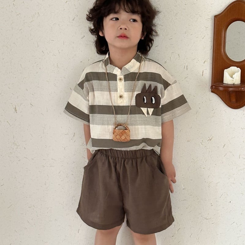 【BABY&KID】夏新作 ブラウンボーダーセットアップ、ワンピースSK0631011