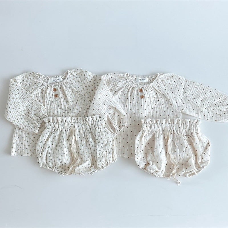 【BABY】可愛いドット、フラワートップス&ブルマSK062104
