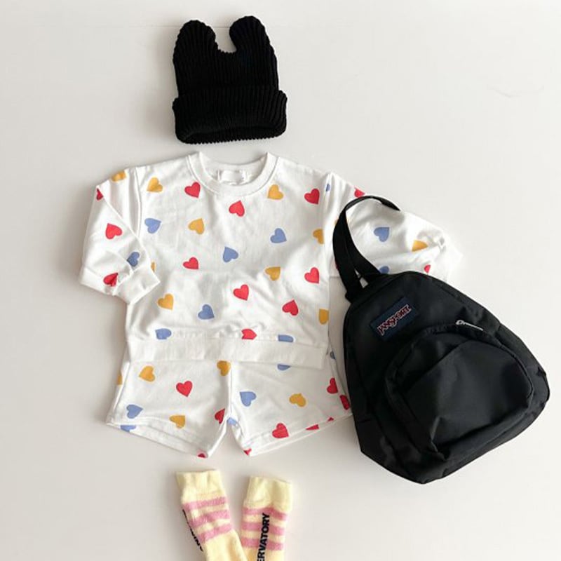 【BABY&KIDS】INS風カジュアルハート柄長袖シャツ&短パンツSK060109