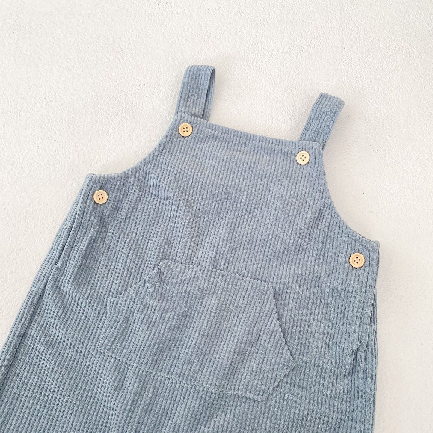 【BABY】ブルーリブサロペット、無地シンプル系TシャツSK062402