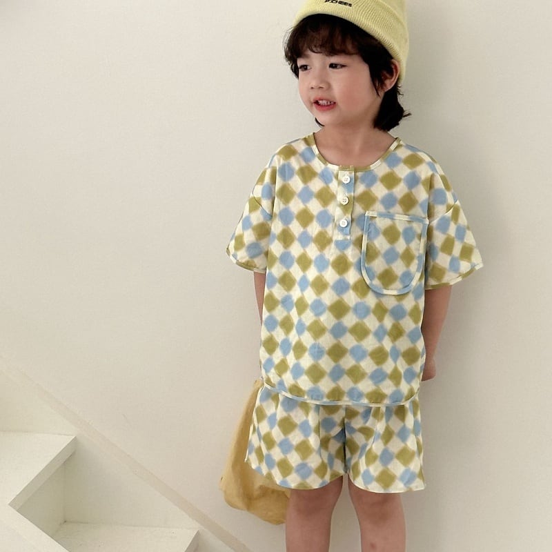 【BABY&KID】夏新作 チェッカーボードセットアップ、ワンピースSK063108
