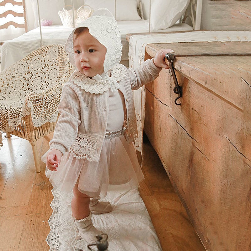 【BABY&KIDS】INS風丸襟透かし編みカーディガンSK062107