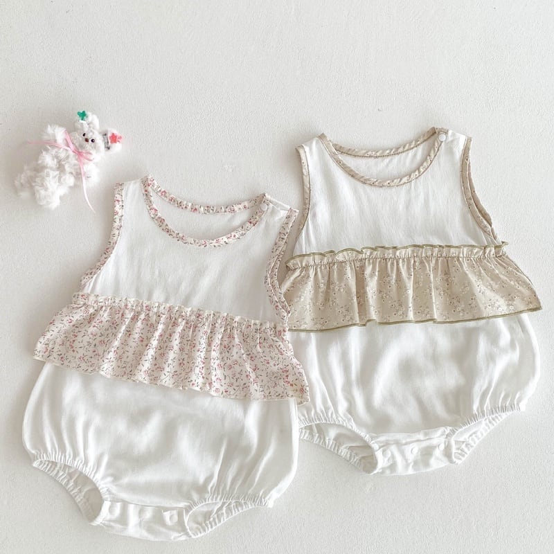 【BABY】夏新作 小花柄ノースリーブロンパースSK062912