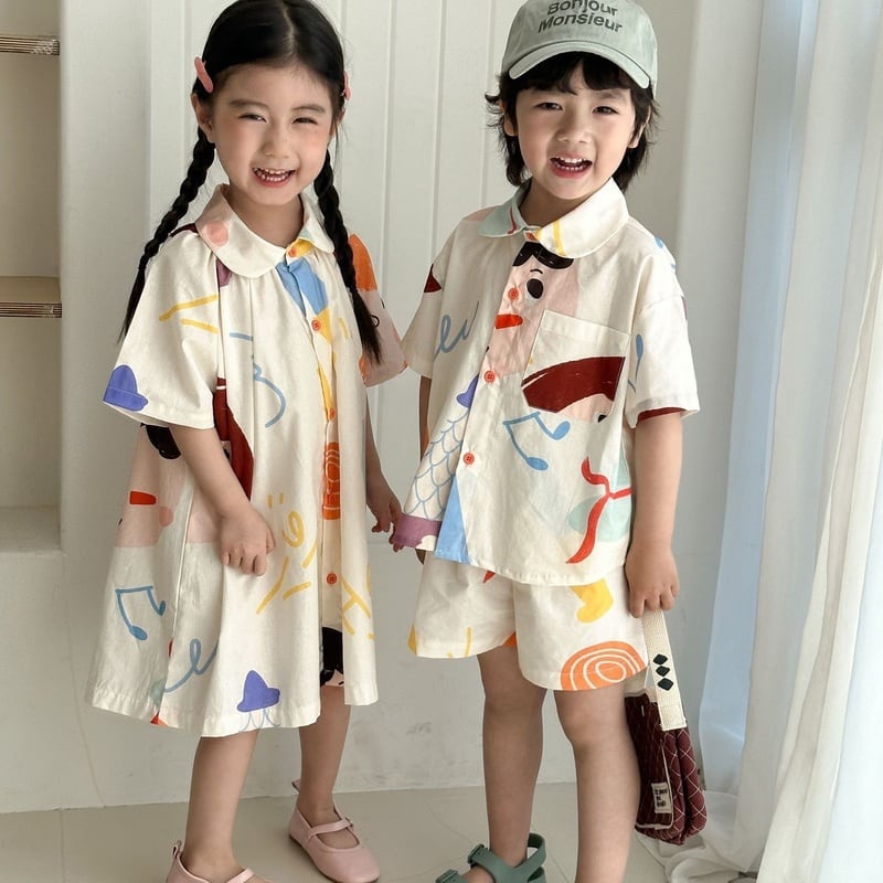 【BABY&KID】夏新作 落書きセットアップ、ワンピースSK0631013