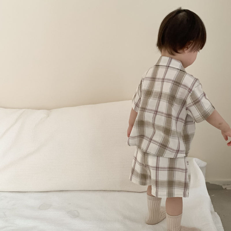 【BABY&KID】夏新作 韓国風ストライプ、チェックセットアップSK092222