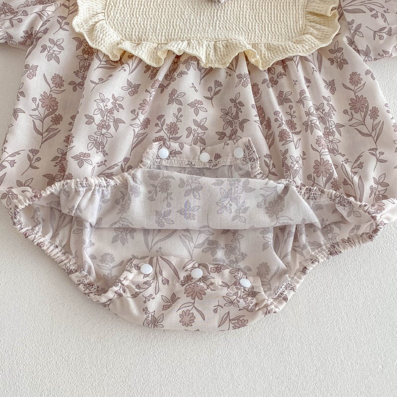 【BABY】夏新作 蝶結び付きパープル花ロンパースSK071004