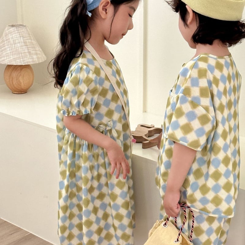 【BABY&KID】夏新作 チェッカーボードセットアップ、ワンピースSK063108