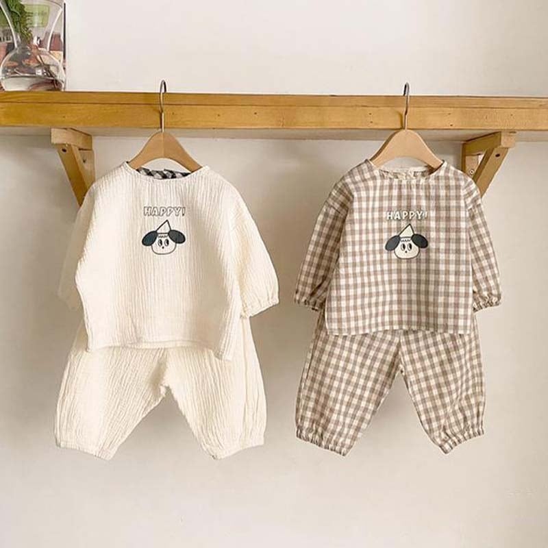 【BABY&KID】無地ORチェック柄上下セットSK062106