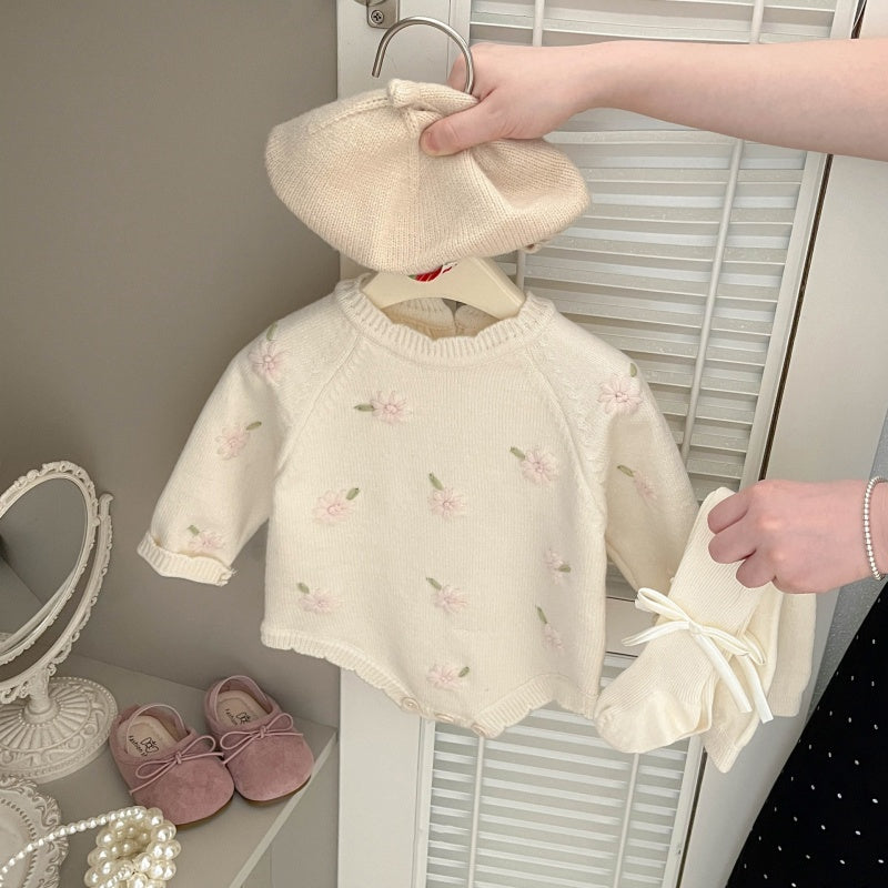 【BABY】ピンク花刺繍ロンパースSK100201