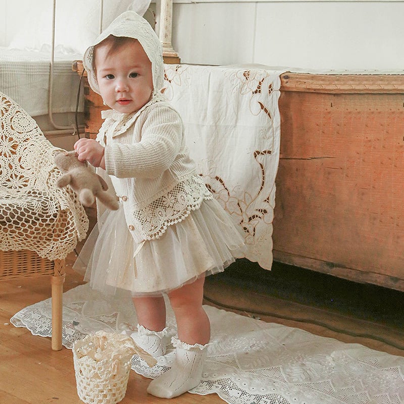 【BABY&KIDS】INS風丸襟透かし編みカーディガンSK062107