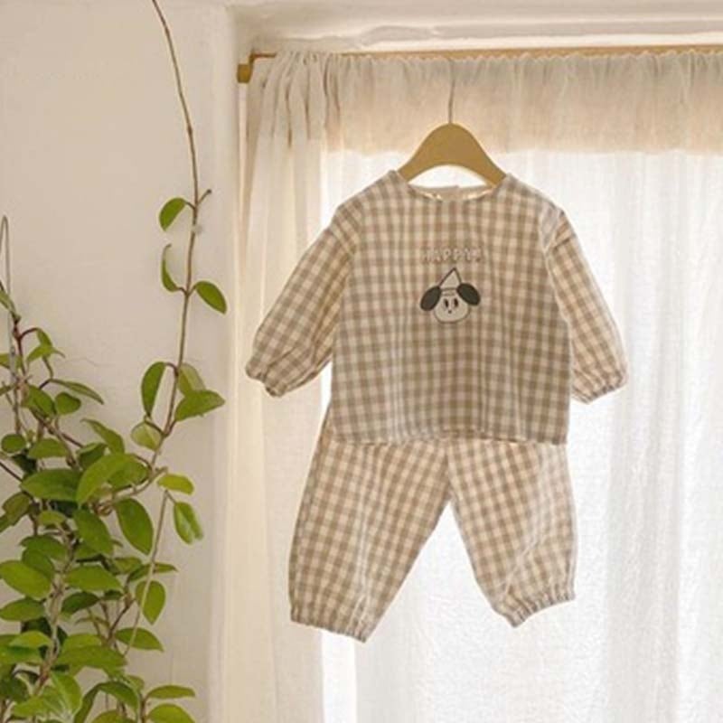 【BABY&KID】無地ORチェック柄上下セットSK062106