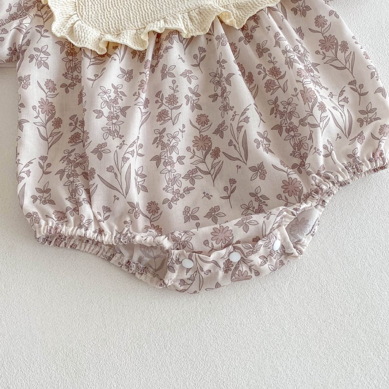 【BABY】夏新作 蝶結び付きパープル花ロンパースSK071004