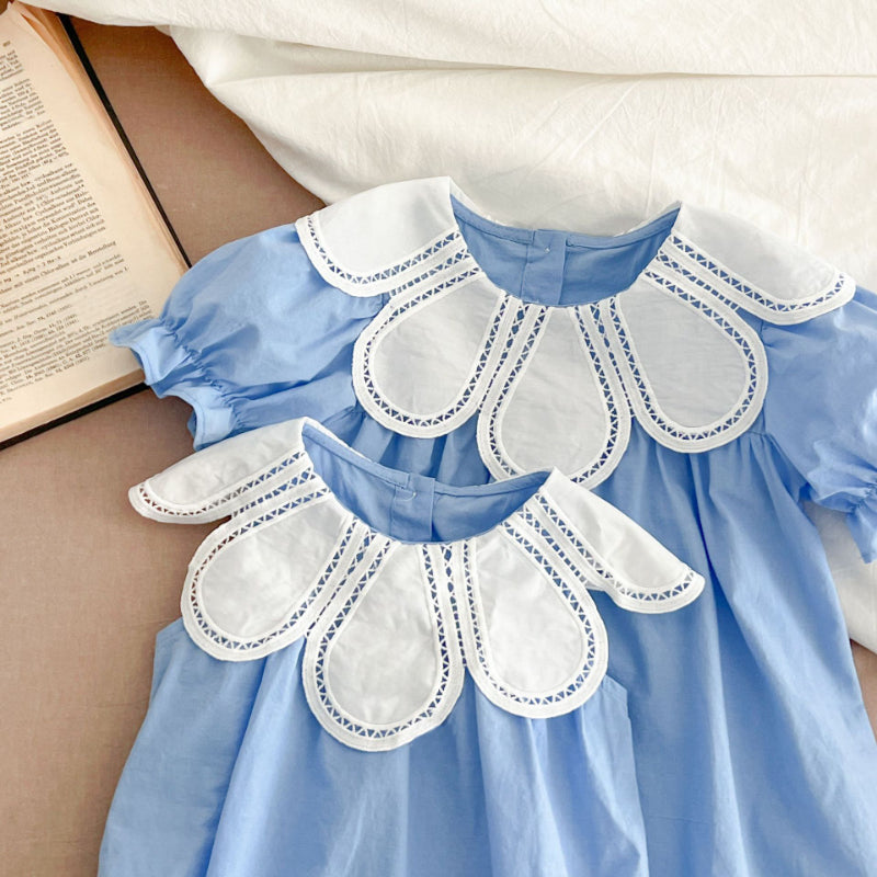 【姉妹服】夏新作 花びら襟ロンパース、ワンピースSK081623