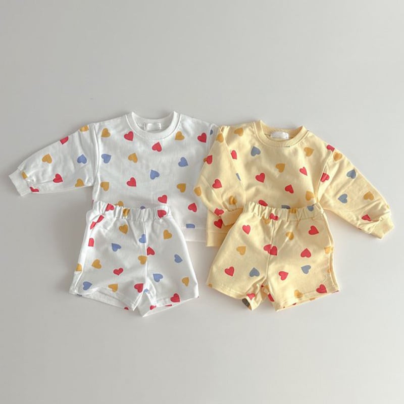 【BABY&KIDS】INS風カジュアルハート柄長袖シャツ&短パンツSK060109