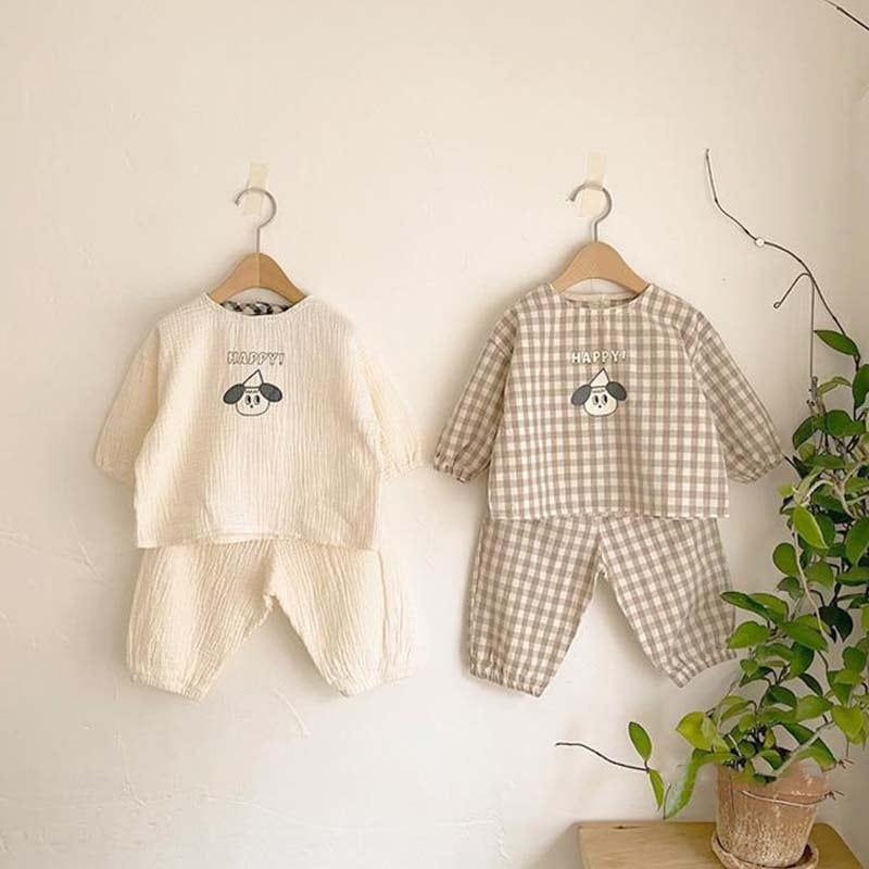 【BABY&KID】無地ORチェック柄上下セットSK062106