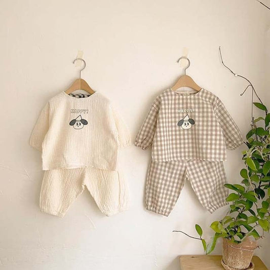 【BABY&KID】無地ORチェック柄上下セットSK062106