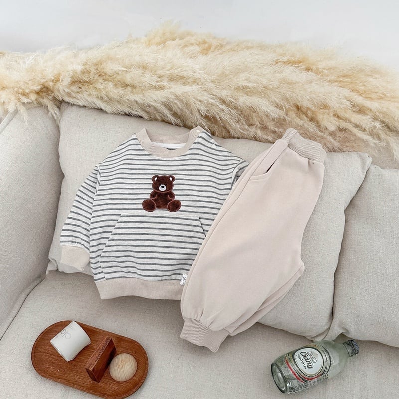 【BABY&KID】ポケット付きボーダートップス&パンツSK051402