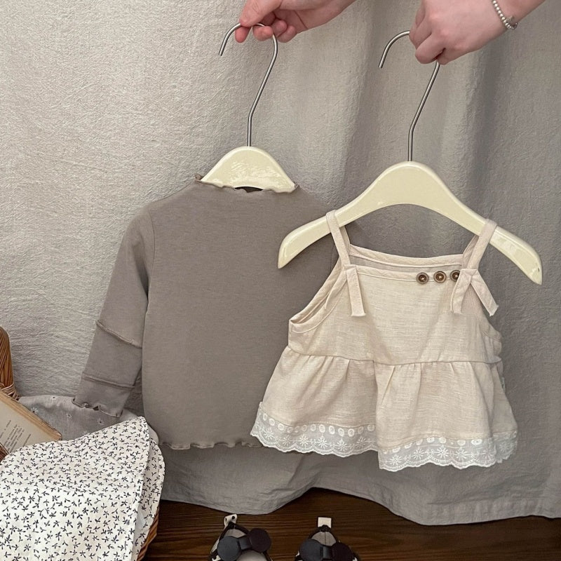 【BABY&KID】韓国風おしゃれキャミ&tシャツ、小花柄パンツSK100219