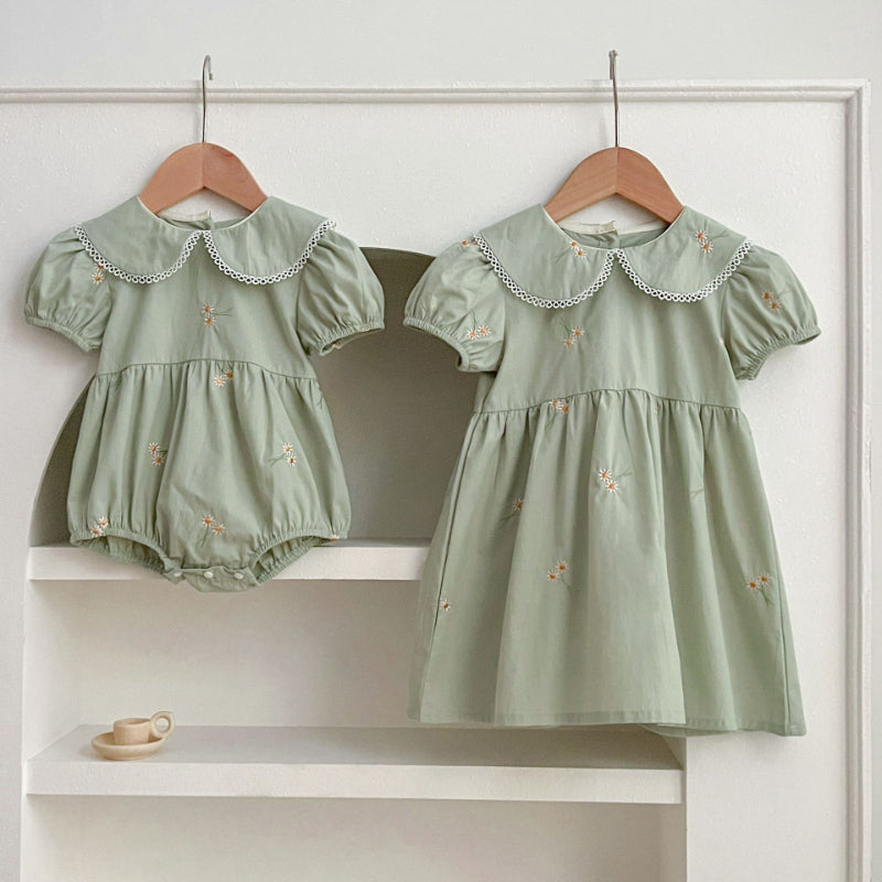 【姉妹服】夏新作 花柄刺繍ロンパース、ワンピースSK081624