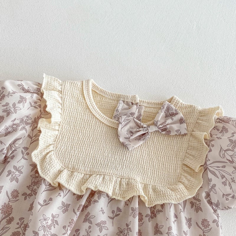 【BABY】夏新作 蝶結び付きパープル花ロンパースSK071004