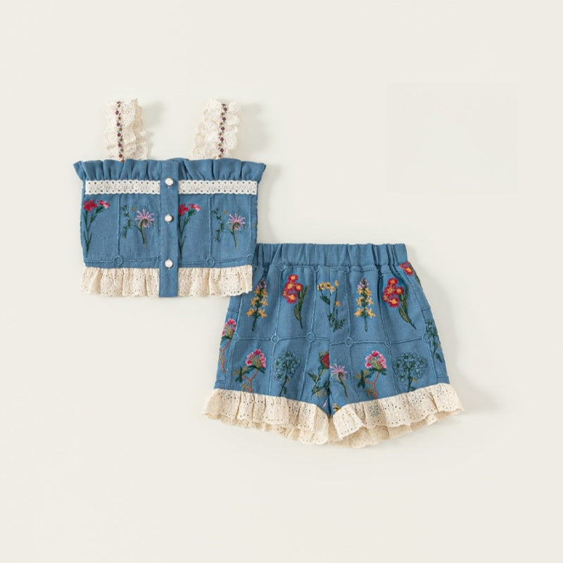 【BABY&KID】夏新作 刺繍キャミセットアップSK091013