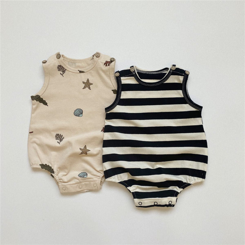 【BABY】夏新作 ナチュラルスターORボーダーロンパースSK091326